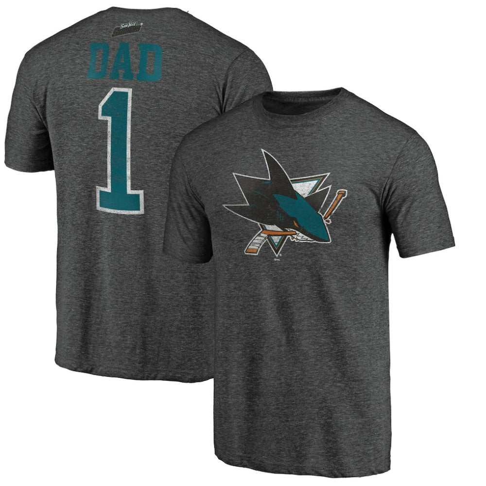 San Jose Sharks Greatest Dad Tri-Blend T-Shirt - Charcoal - NHL