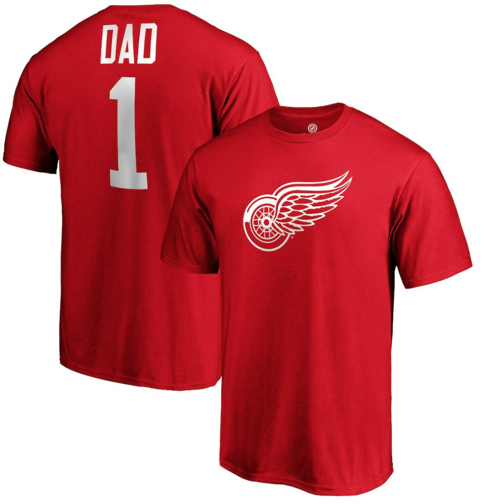 Detroit Red Wings #1 Dad T-Shirt - Red - NHL