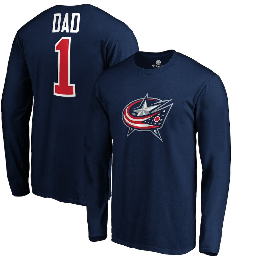 Columbus Blue Jackets #1 Dad Long Sleeve T-Shirt - Navy - NHL