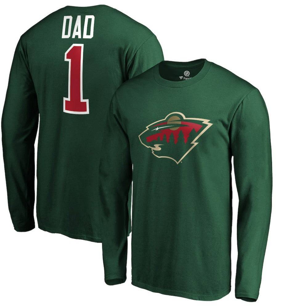 Minnesota Wild #1 Dad Long Sleeve T-Shirt - Green - NHL