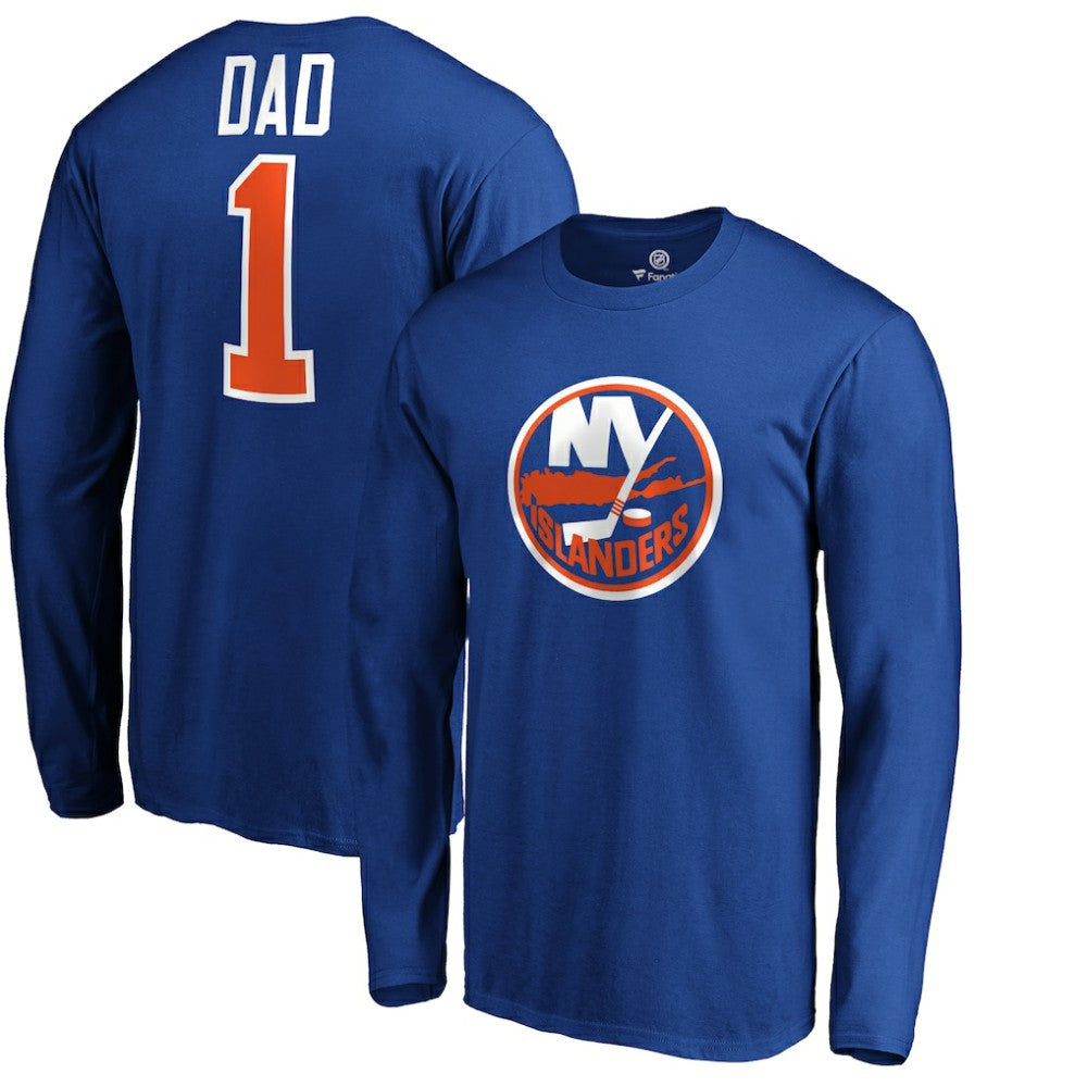 New York Islanders #1 Dad Long Sleeve T-Shirt - Royal - NHL