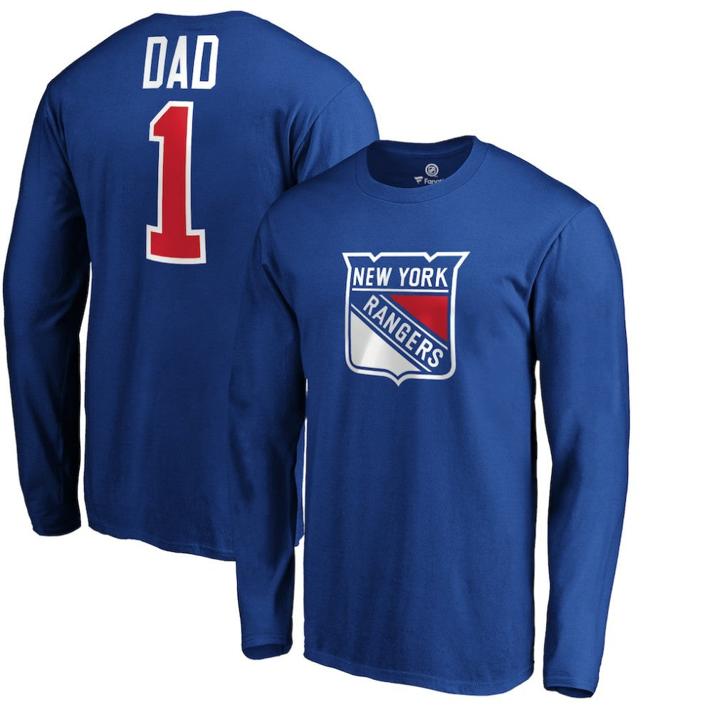 New York Rangers #1 Dad Long Sleeve T-Shirt - Blue - NHL