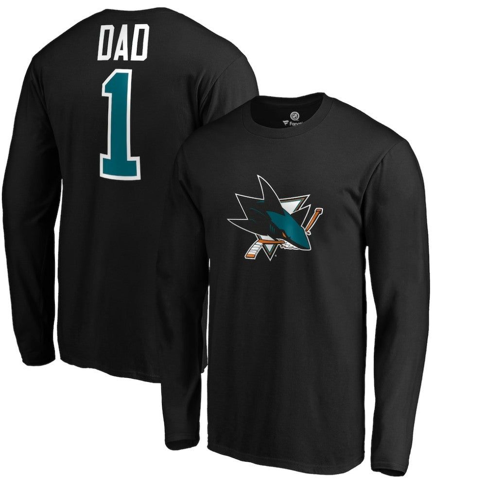 San Jose Sharks #1 Dad Long Sleeve T-Shirt - Black - NHL