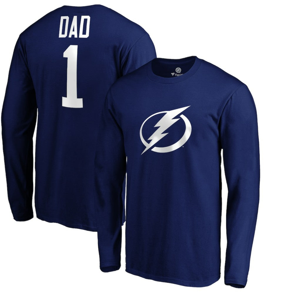 Tampa Bay Lightning #1 Dad Long Sleeve T-Shirt - Blue - NHL