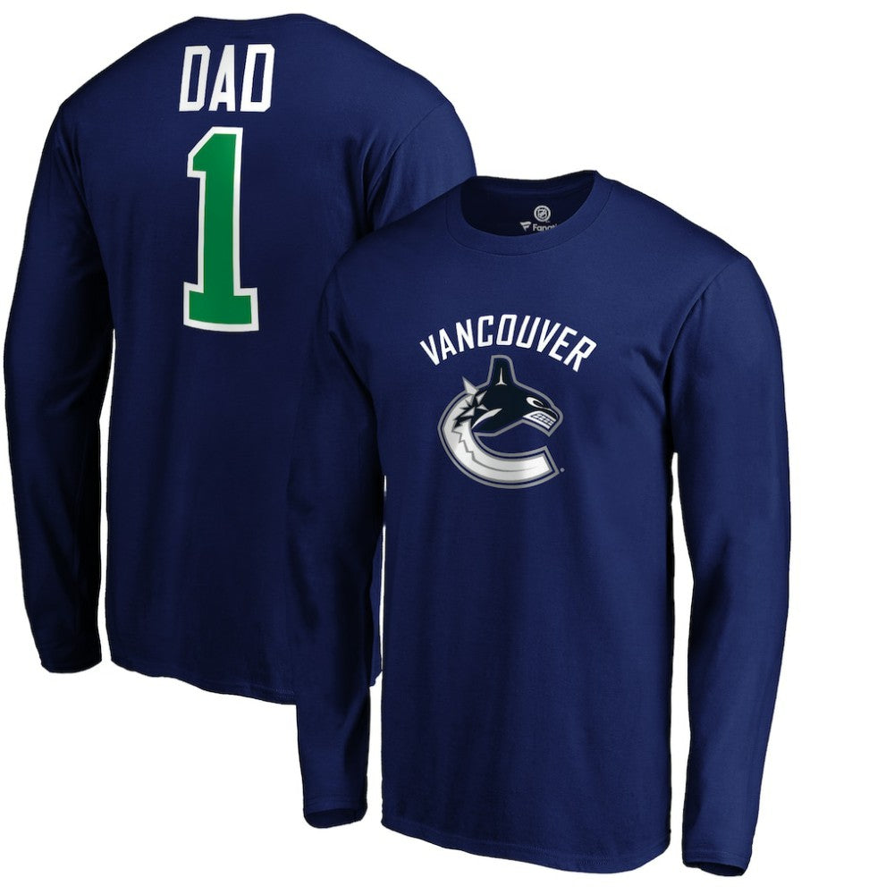 Vancouver Canucks #1 Dad Long Sleeve T-Shirt - Blue - NHL