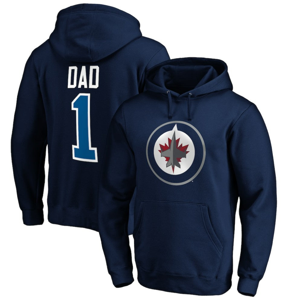 Winnipeg Jets #1 Dad Pullover Hoodie - Navy - NHL