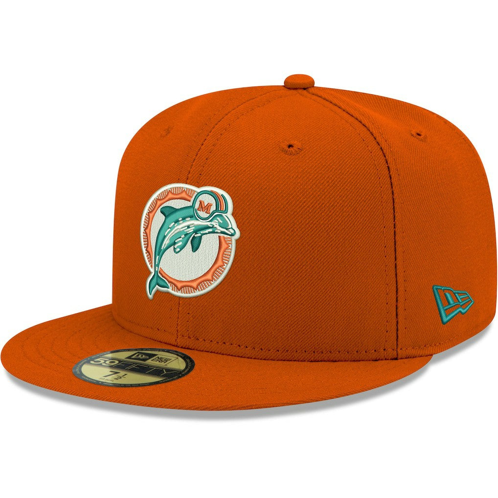 Miami Dolphins New Era Omaha Throwback 59FIFTY Fitted Hat Orange | NFL