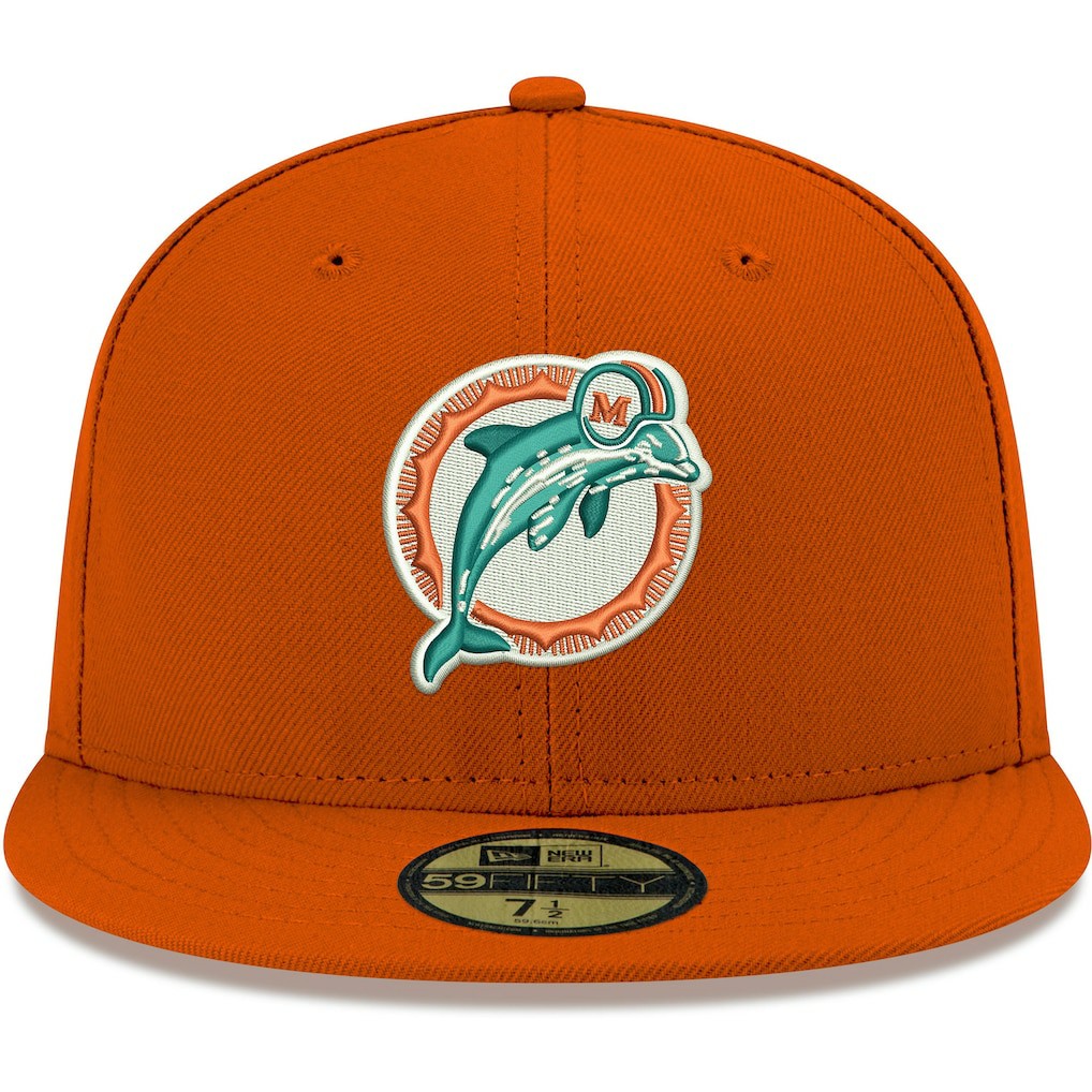 Miami Dolphins New Era Omaha Throwback 59FIFTY Fitted Hat Orange | NFL