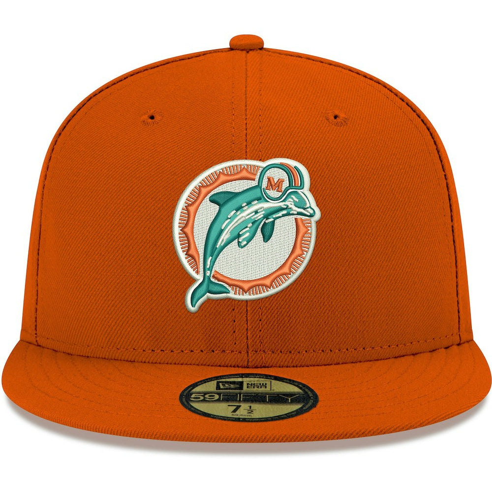 Miami Dolphins New Era Omaha Throwback 59FIFTY Fitted Hat Orange | NFL