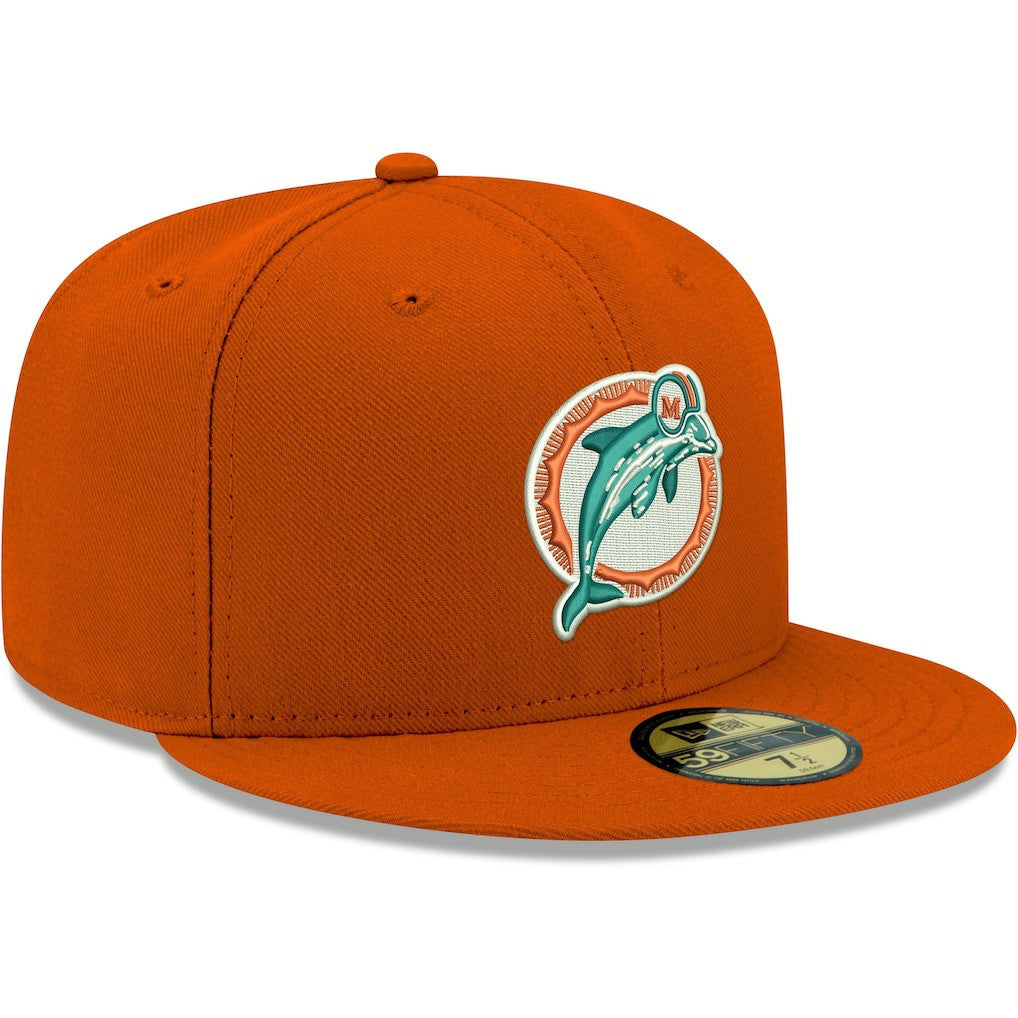 Miami Dolphins New Era Omaha Throwback 59FIFTY Fitted Hat Orange | NFL