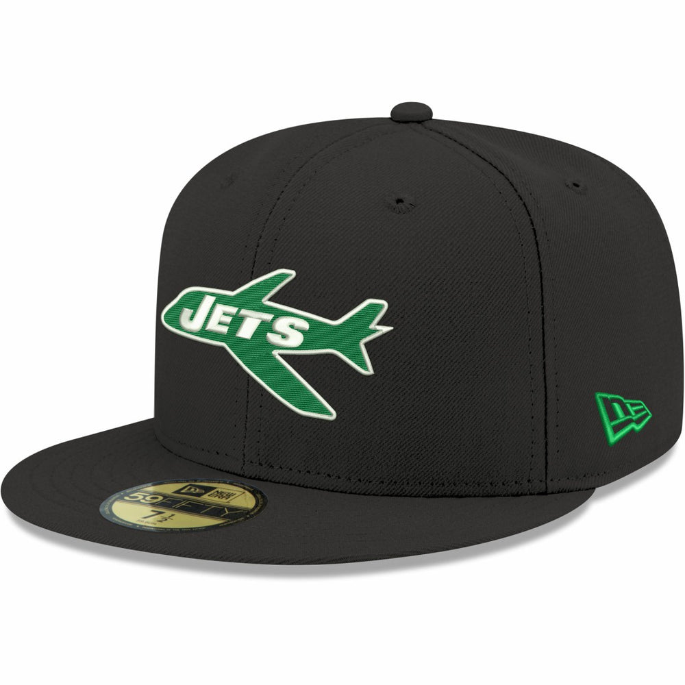 New York Jets New Era Omaha Throwback 59FIFTY Fitted Hat Black | NFL