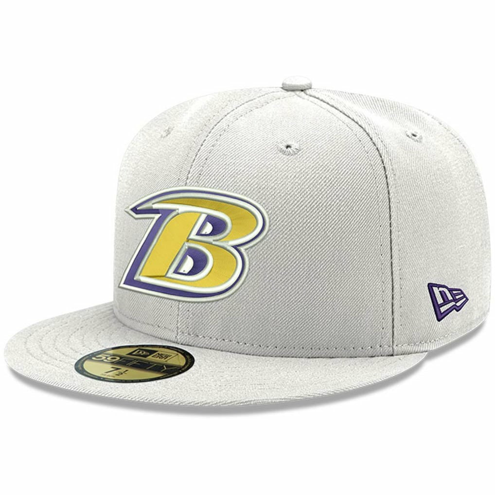 Baltimore Ravens New Era Omaha Lettermark 59FIFTY Fitted Hat White | NFL