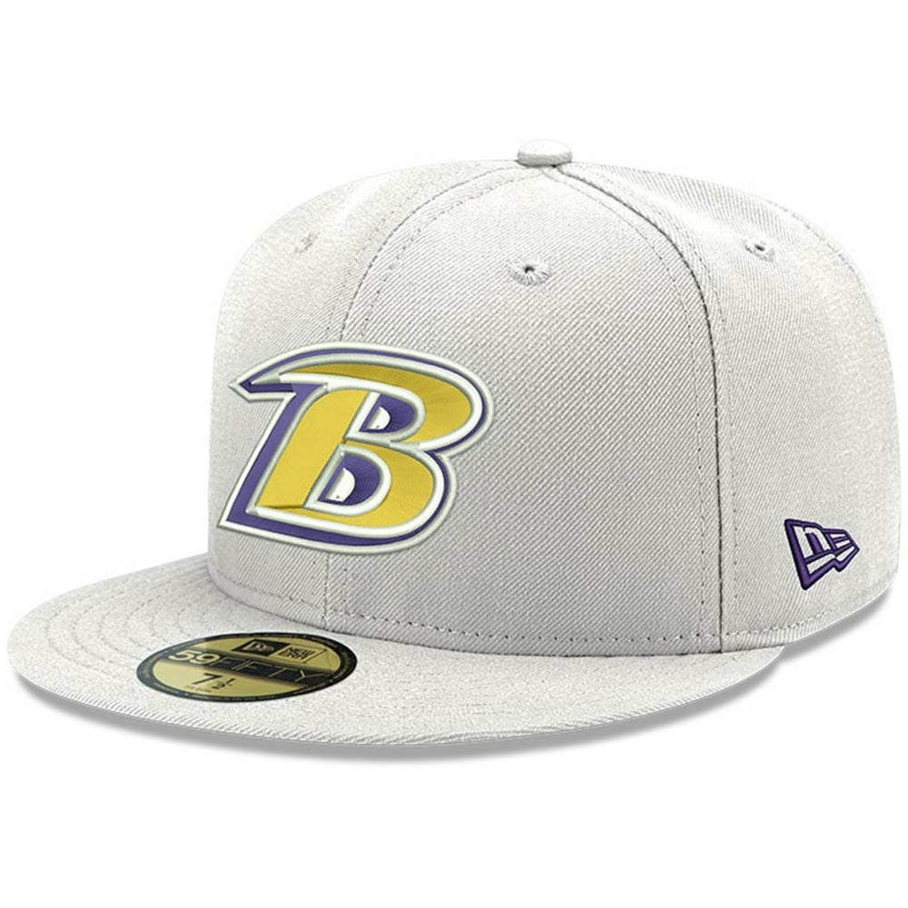 Baltimore Ravens New Era Omaha Lettermark 59FIFTY Fitted Hat White | NFL