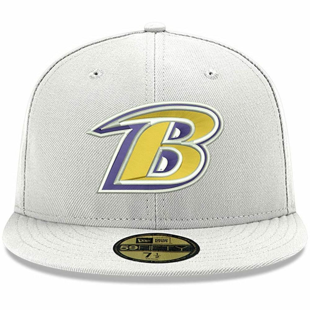 Baltimore Ravens New Era Omaha Lettermark 59FIFTY Fitted Hat White | NFL