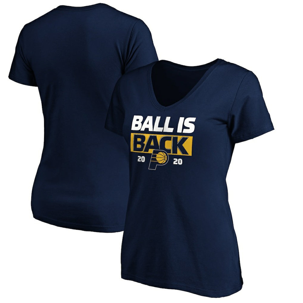 Indiana Pacers Women's Ball Is Back V-Neck T-Shirt Navy - NBA