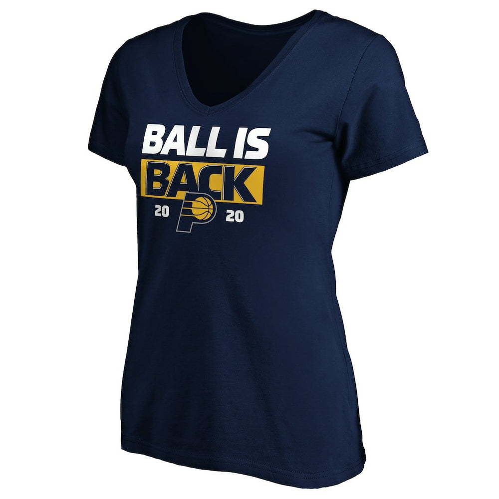 Indiana Pacers Women's Ball Is Back V-Neck T-Shirt Navy - NBA
