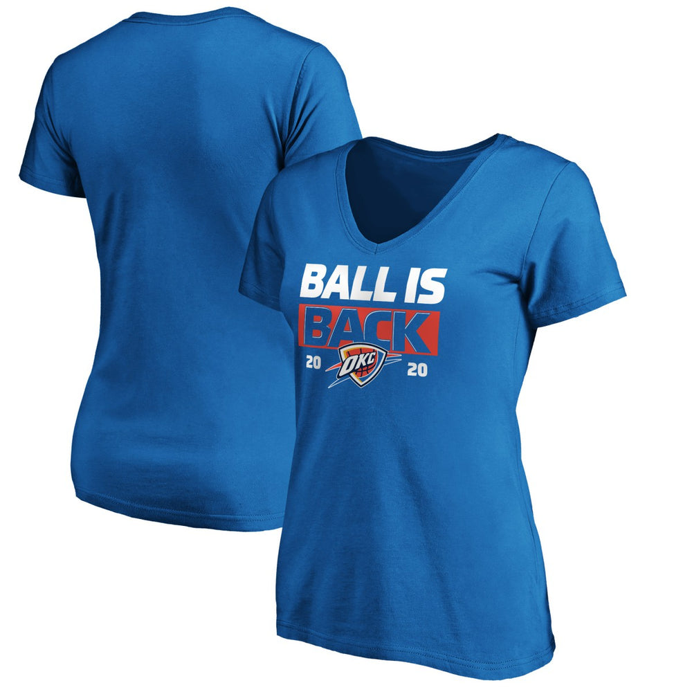 Oklahoma City Thunder Women's Ball Is Back V-Neck T-Shirt Blue - NBA