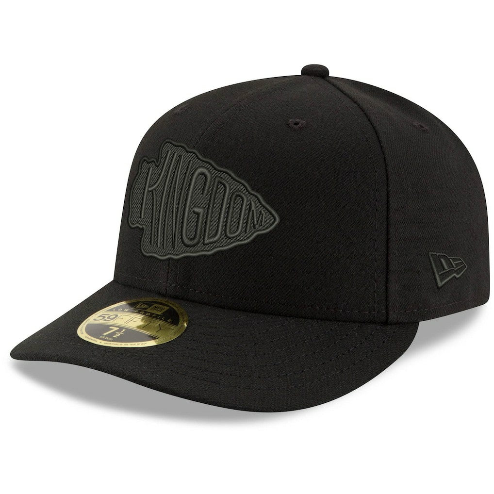 Kansas City Chiefs New Era Alternate Logo Black on Black Low Profile 59FIFTY II Fitted Hat Black | NFL