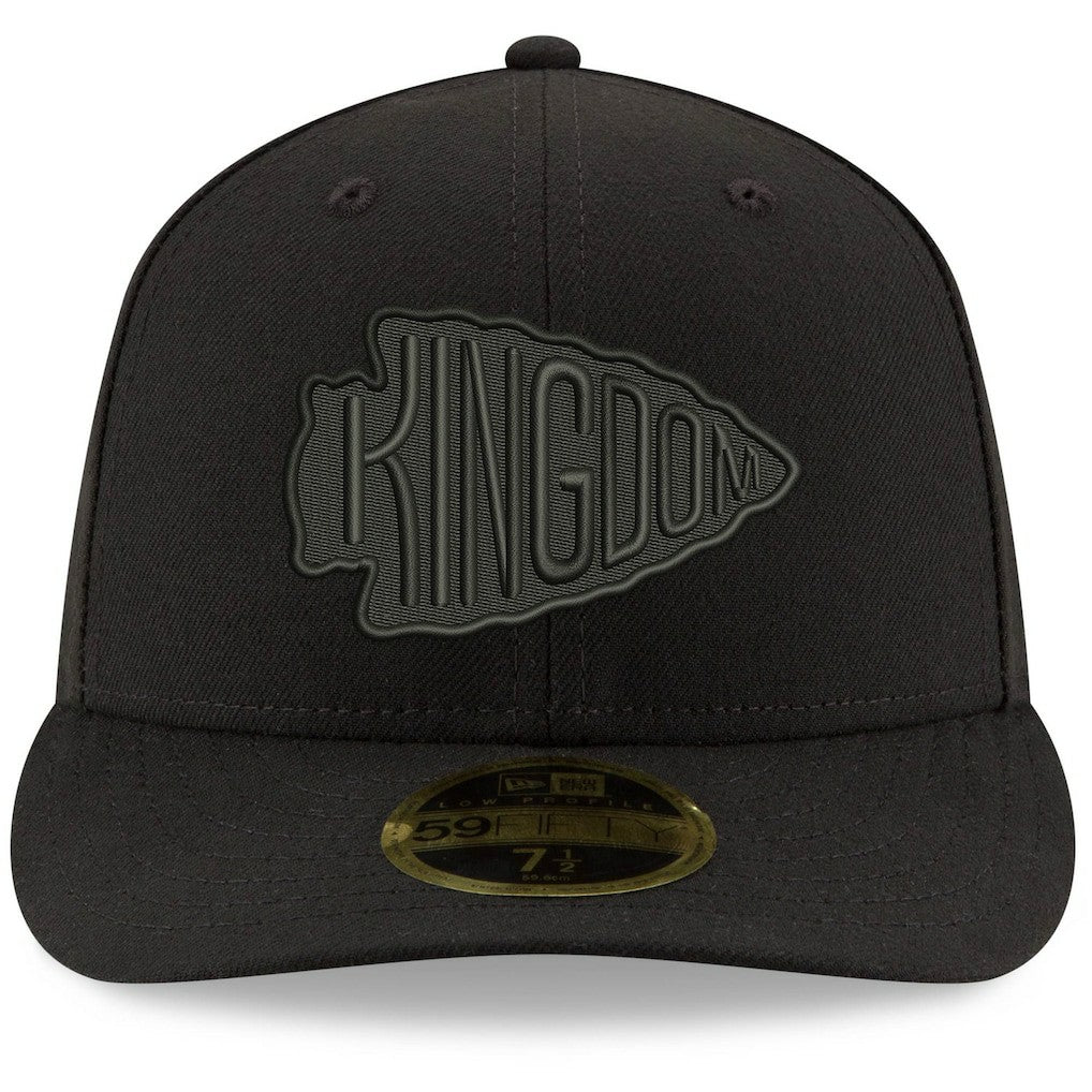 Kansas City Chiefs New Era Alternate Logo Black on Black Low Profile 59FIFTY II Fitted Hat Black | NFL