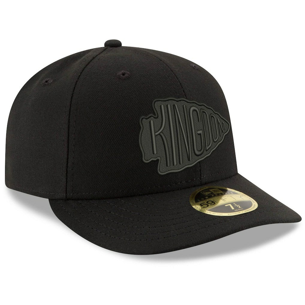 Kansas City Chiefs New Era Alternate Logo Black on Black Low Profile 59FIFTY II Fitted Hat Black | NFL