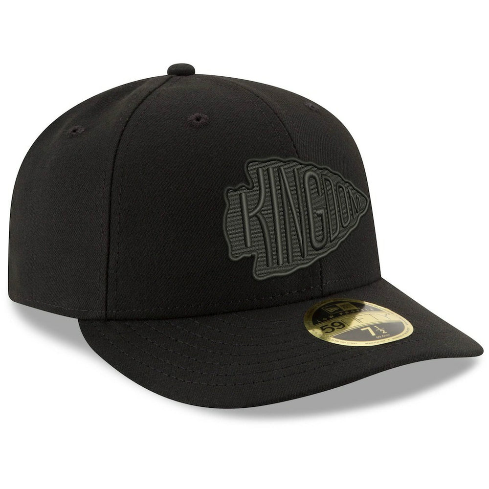 Kansas City Chiefs New Era Alternate Logo Black on Black Low Profile 59FIFTY II Fitted Hat Black | NFL
