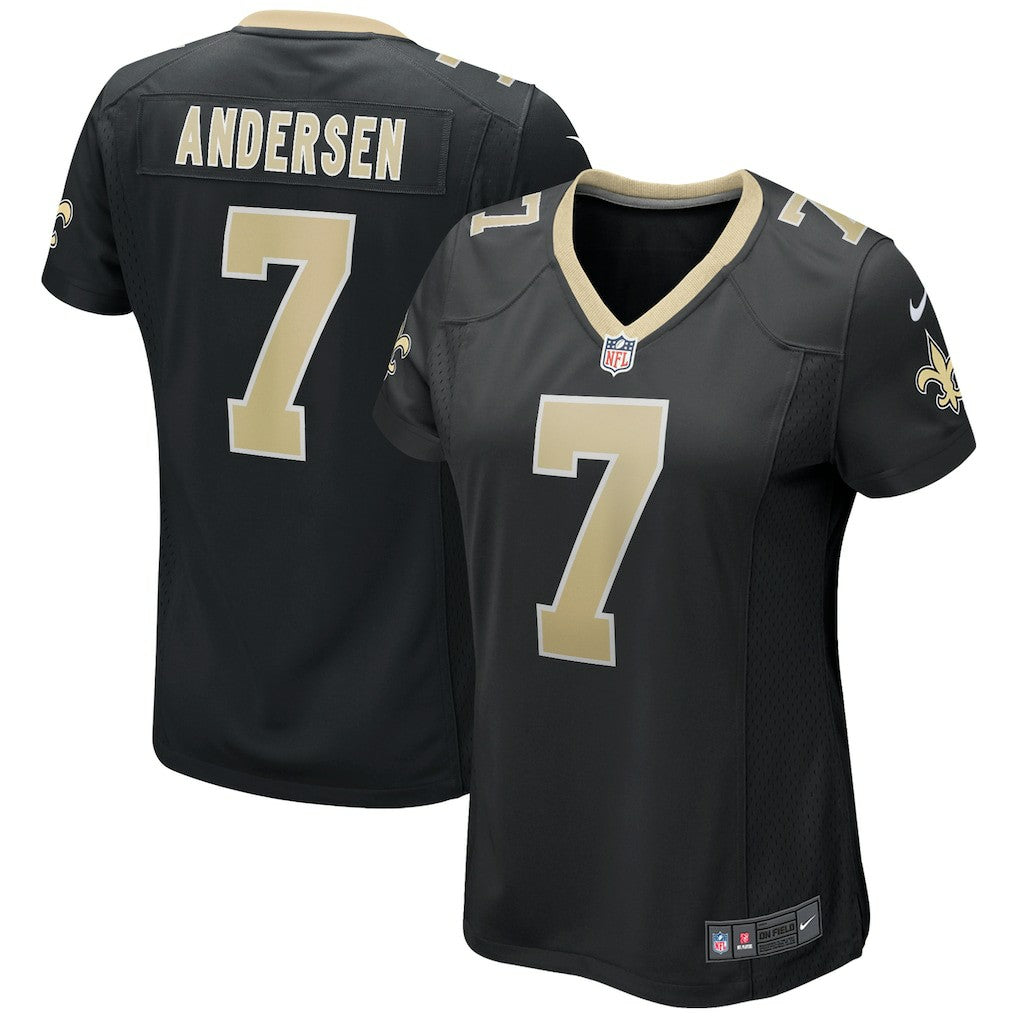 Morten Andersen New Orleans Saints Women's Game Retired Player Jersey Black | Nike for Sale