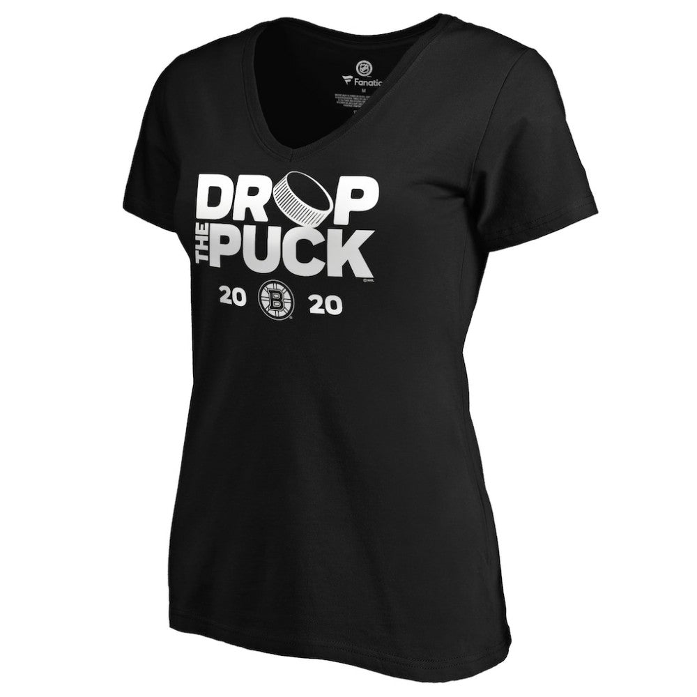 Boston Bruins Women's Drop the Puck V-Neck T-Shirt - Black - NHL