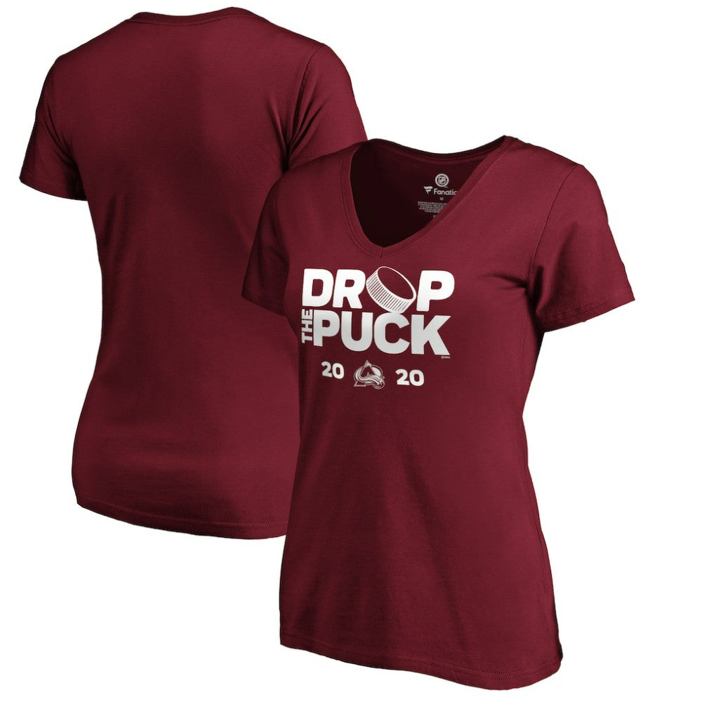 Colorado Avalanche Women's Drop the Puck V-Neck T-Shirt - Garnet - NHL