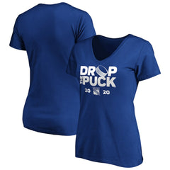 New York Rangers Women's Drop the Puck V-Neck T-Shirt - Royal - NHL