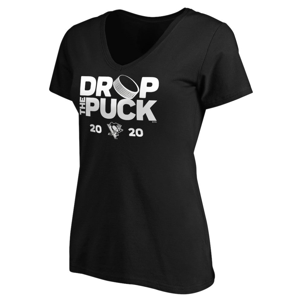 Pittsburgh Penguins Women's Drop the Puck V-Neck T-Shirt - Black - NHL
