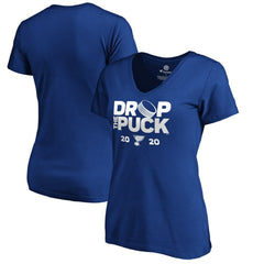St. Louis Blues Women's Drop the Puck V-Neck T-Shirt - Royal - NHL