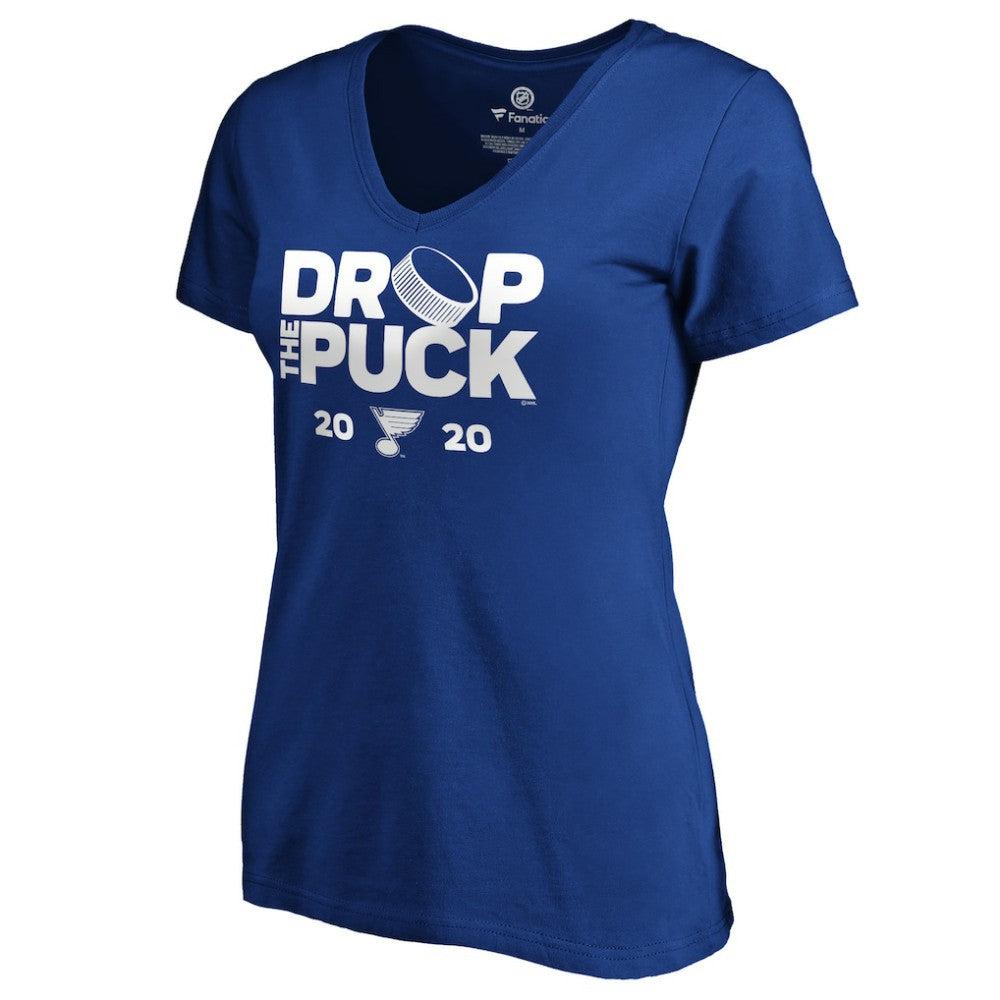 St. Louis Blues Women's Drop the Puck V-Neck T-Shirt - Royal - NHL