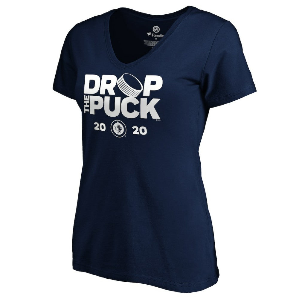 Winnipeg Jets Women's Drop the Puck V-Neck T-Shirt - Navy - NHL