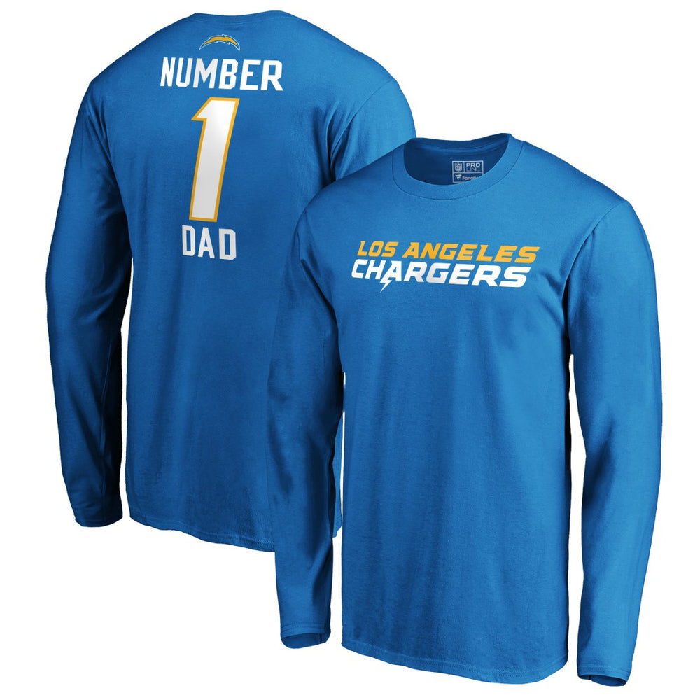 Los Angeles Chargers #1 Dad Long Sleeve Team Logo T-Shirt Light Blue | NFL