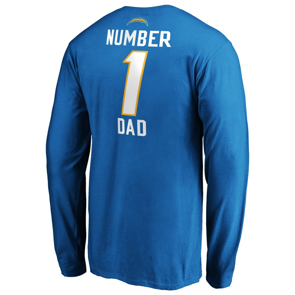 Los Angeles Chargers #1 Dad Long Sleeve Team Logo T-Shirt Light Blue | NFL