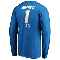 Los Angeles Chargers #1 Dad Long Sleeve Team Logo T-Shirt Light Blue | NFL