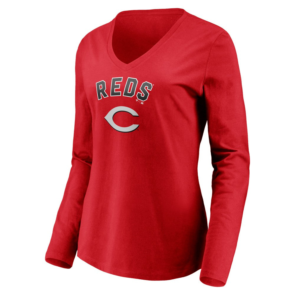 Cincinnati Reds Women's Personalized Winning Streak Name & Number Long Sleeve V-Neck T-Shirt - MLB