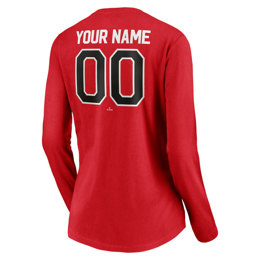 Cincinnati Reds Women's Personalized Winning Streak Name & Number Long Sleeve V-Neck T-Shirt - MLB