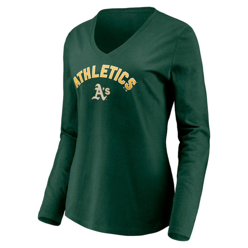Athletics Women's Personalized Winning Streak Name & Number Long Sleeve V-Neck T-Shirt - MLB
