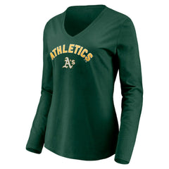 Athletics Women's Personalized Winning Streak Name & Number Long Sleeve V-Neck T-Shirt - MLB