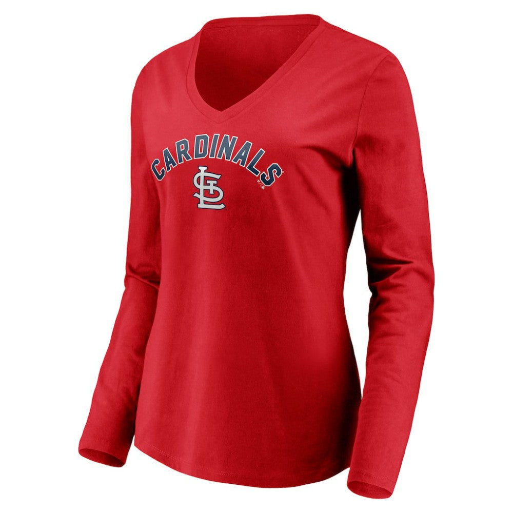 St. Louis Cardinals Women's Personalized Winning Streak Name & Number Long Sleeve V-Neck T-Shirt - MLB