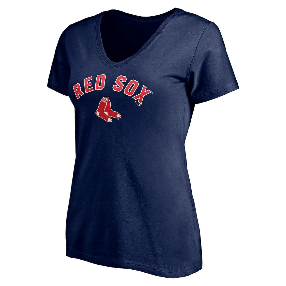 Boston Red Sox Women's Personalized Winning Streak Name & Number V-Neck T-Shirt - MLB
