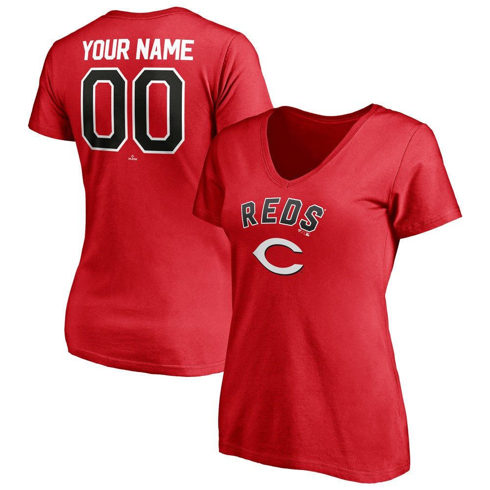 Cincinnati Reds Women's Personalized Winning Streak Name & Number V-Neck T-Shirt - MLB