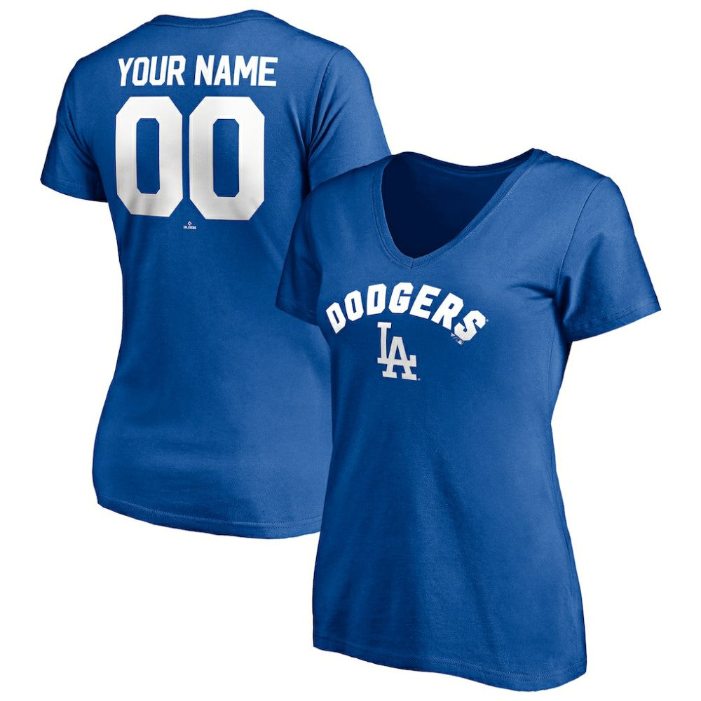 Los Angeles Dodgers Women's Personalized Winning Streak Name & Number V-Neck T-Shirt - MLB