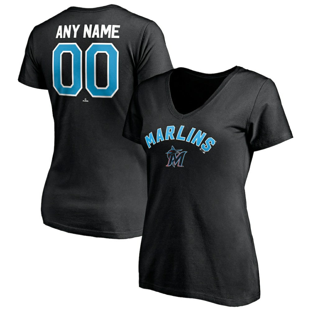 Miami Marlins Women's Personalized Winning Streak Name & Number V-Neck T-Shirt - MLB