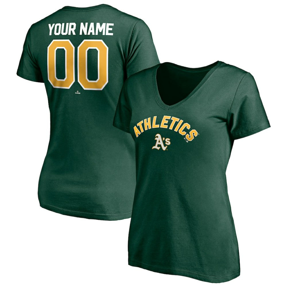 Athletics Women's Personalized Winning Streak Name & Number V-Neck T-Shirt - MLB