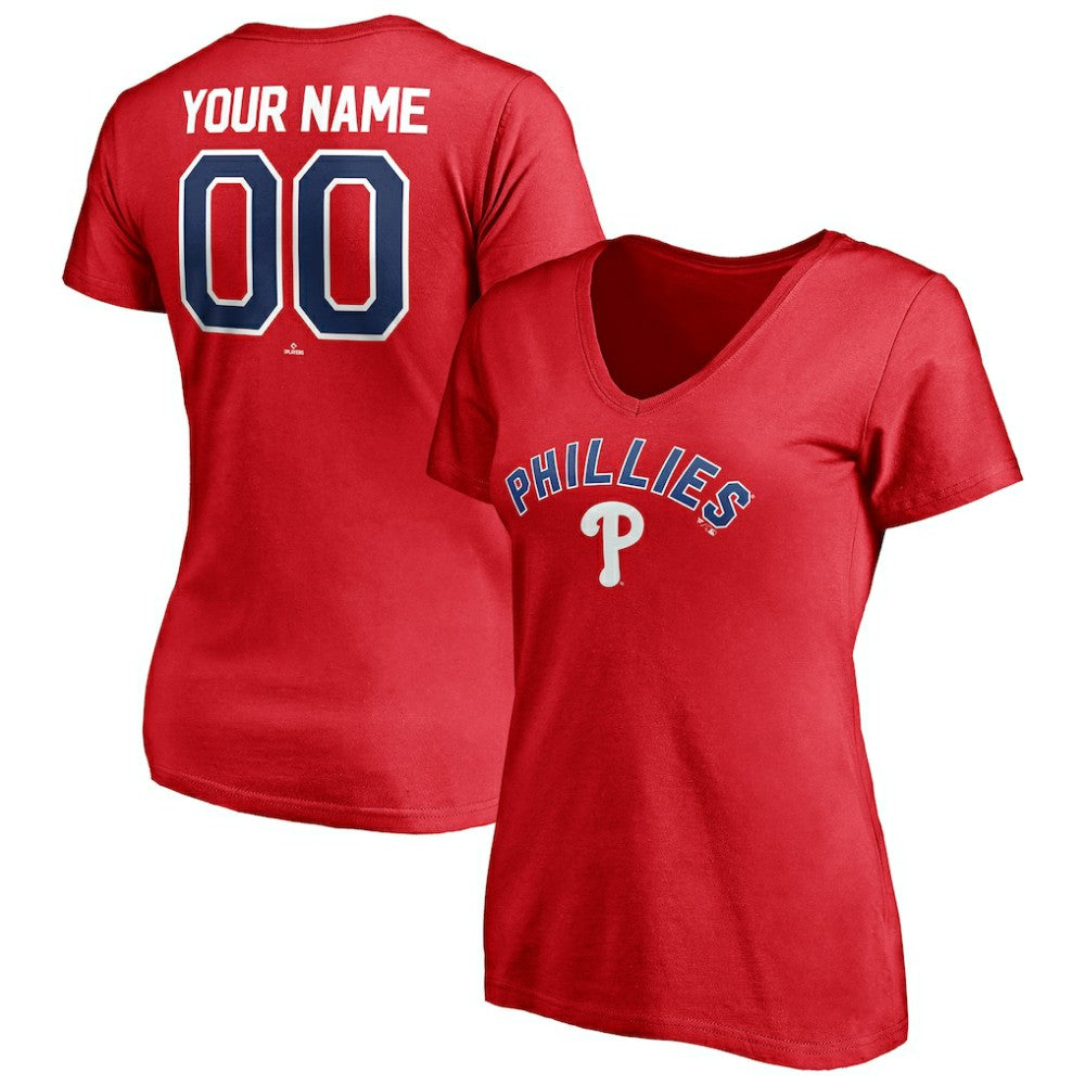 Philadelphia Phillies Women's Personalized Winning Streak Name & Number V-Neck T-Shirt - MLB