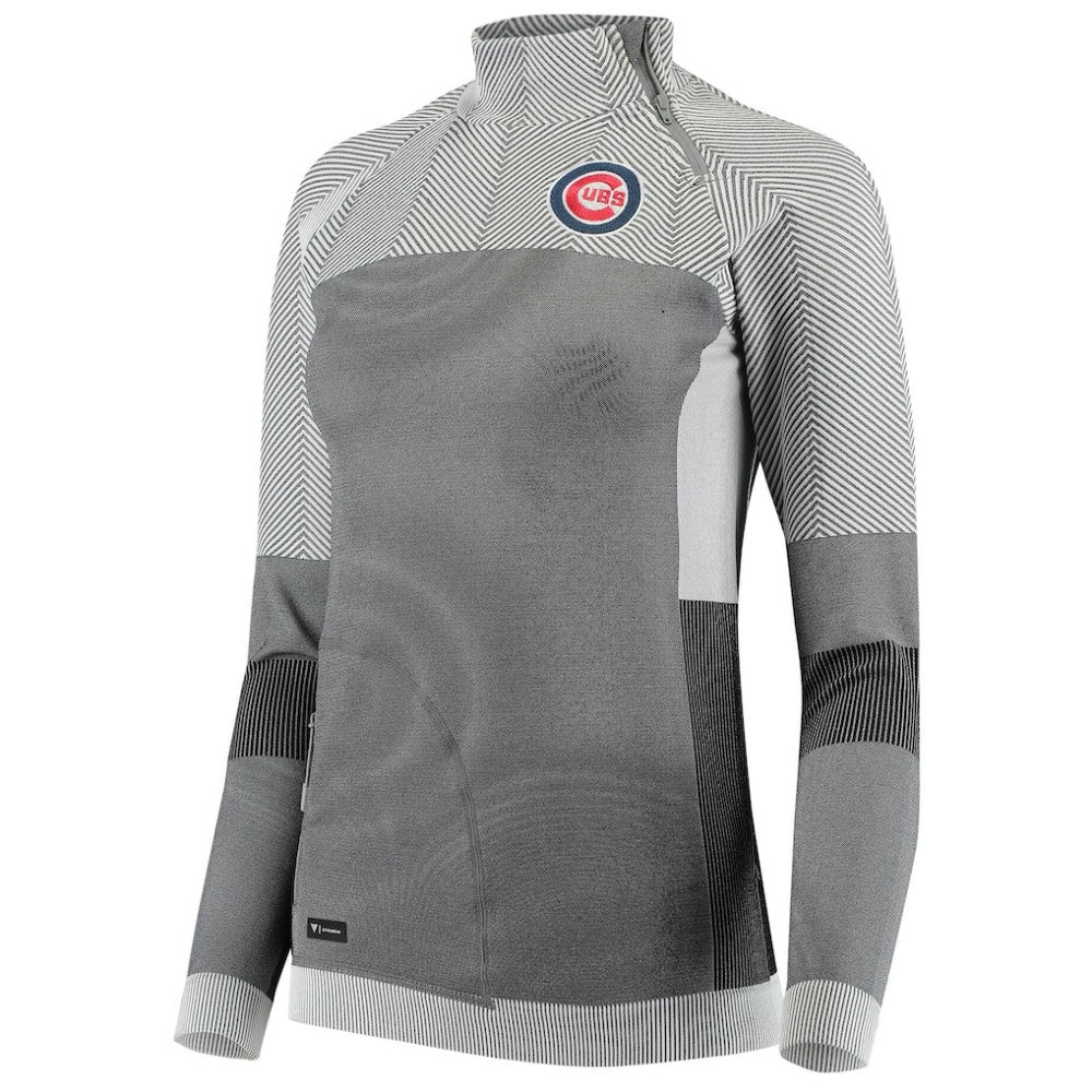 Chicago Cubs Levelwear Women's Verse Asymmetrical Raglan Tri-Blend Quarter-Zip Jacket - MLB