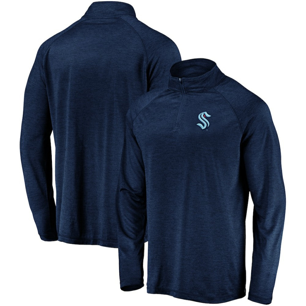 Seattle Kraken Fanatics Primary Logo Quarter-Zip Pullover Fleece Jacket - Navy - NHL