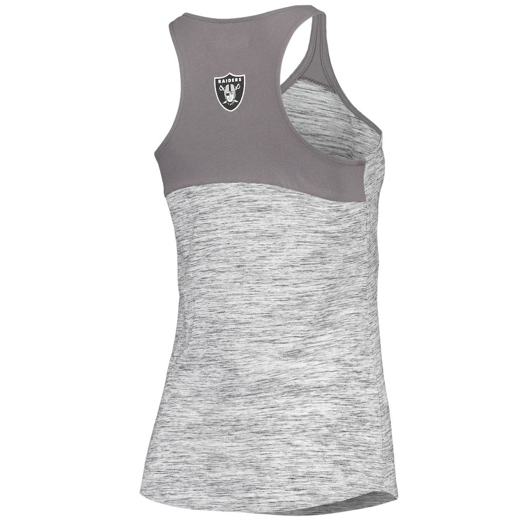 Las Vegas Raiders New Era Women's Space Dye Racerback Scoop Neck Tank Top Silver/Black | NFL